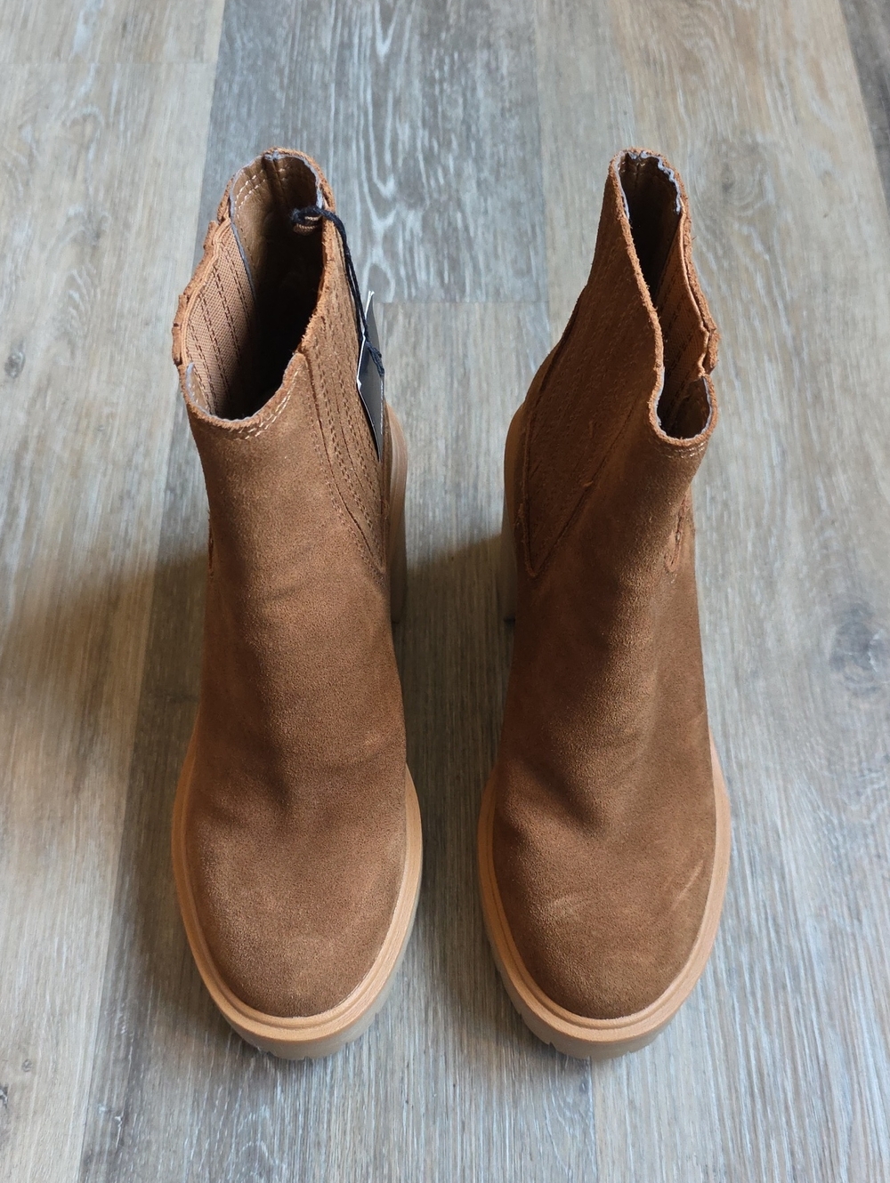 Dolce Vita Tan Suede Chelsea Platform Ankle Boots